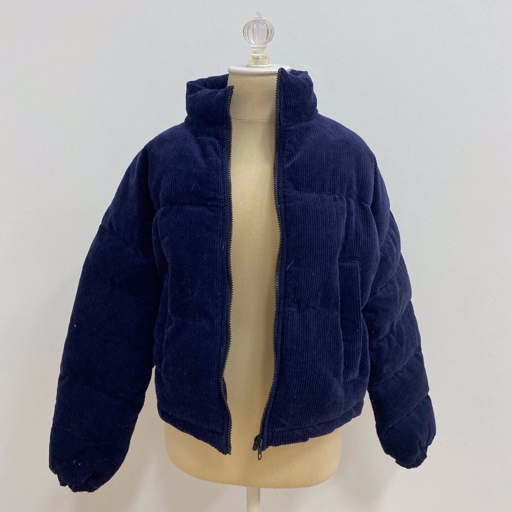 Kendall and Kylie Navy Corduroy Puffer Jacket